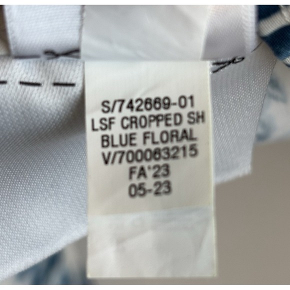 GAP x LoveShackFancy Top XL Button Down Cropped Boxy Floral Romantic Blue White - Picture 9 of 16